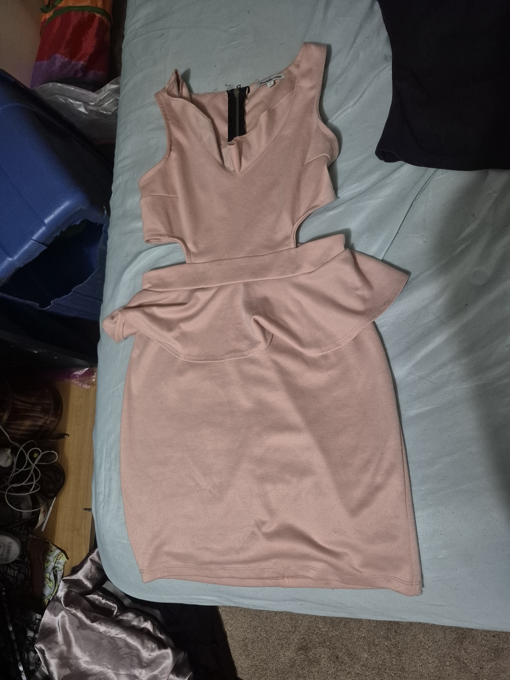 Charlotte Russe Light Pink Cutout Peplum Mini Dress